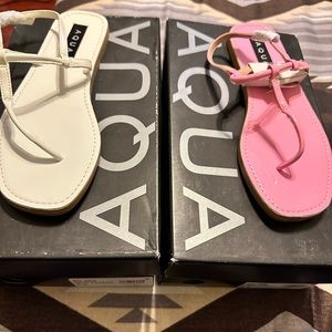 Aqua brand sandals. Both pair, one price. New in box. Size 6.5. Pink and white.